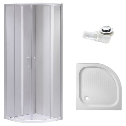 Čtvrtkruhový sprchový kout HYD-RK94A 80x80 cm bílá/transparent + vanička HYD-RSV-SXL01A bílá