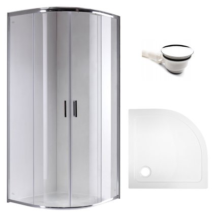 Čtvrtkruhový sprchový kout HYD-RK94C 100x100 cm chrom/transparent + vanička HYD-RSV-ST01C bílá