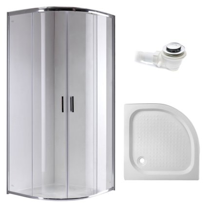 Čtvrtkruhový sprchový kout HYD-RK94A 80x80 cm chrom/transparent + vanička HYD-RSV-SXL01A bílá