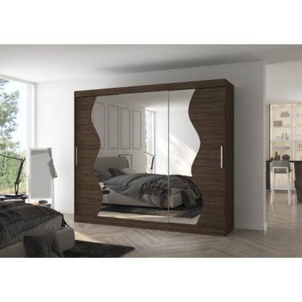 Šatní zrcadlová skříň posuvná SHARON CH 250, choco