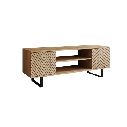 RTV stolek LORELLO Herringbone OC-J, černá/dub craft (NÁBYTEK-Šířka (cm) 135)