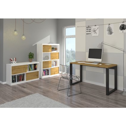 PC stůl MARO B-ART, dub artisan/černá