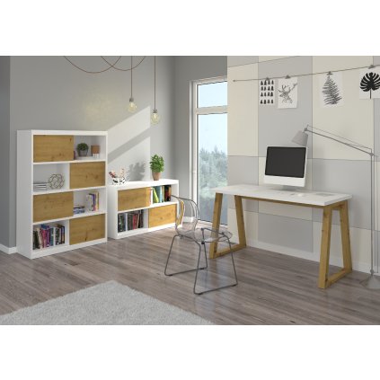PC stůl IWO W-ART, bílá/dub artisan