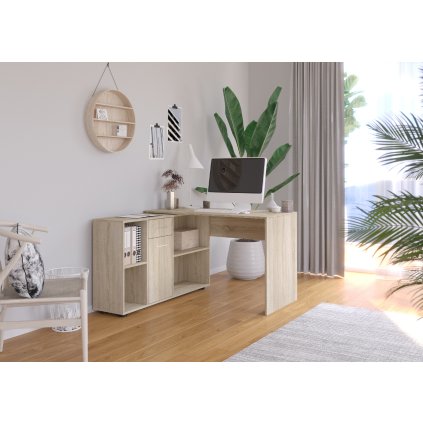Rohový PC stůl ELISEO S,dub sonoma