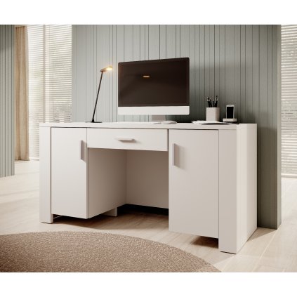 PC stůl CESIRO 1SZ2D W, bílá