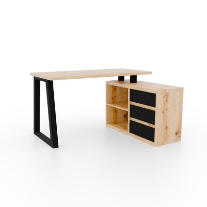 Rohový PC stůl IWO II ART-B, dub artisan/černá