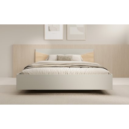 Postel 140x200 Atson OGB, šedobéžová/dub