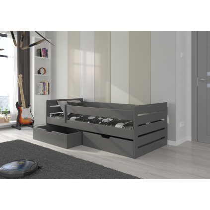 Postel BEMMA, CH-Bem-GRAP-205+M-E2042, 200x90 cm s matrací, grafit