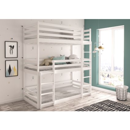 Patrová postel TEDRO, CH-Ted-W-208+M-E758, 200x90 cm s matrací, bílá