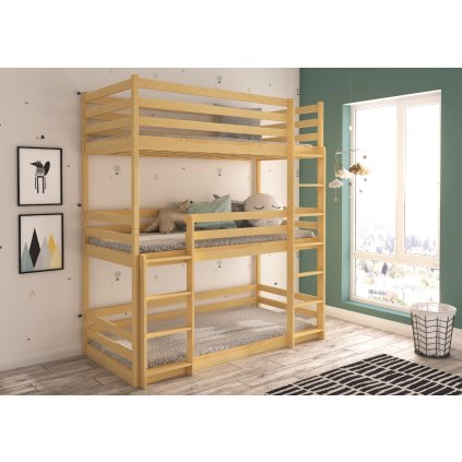 Patrová postel TEDRO, CH-Ted-PINE-188+M-E755, 180x80 cm s matrací, borovice