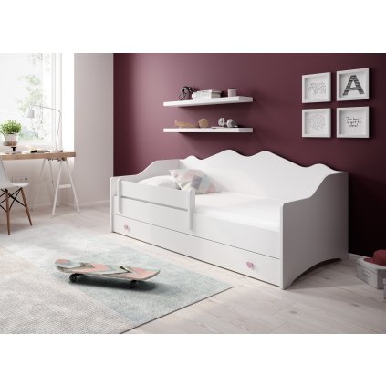 Postel EMKA Pink, White, CH-Emk-EMMAWHITE-SZ-1680-UCHWYTROZ-E075, 160x80 cm s matrací, bílá