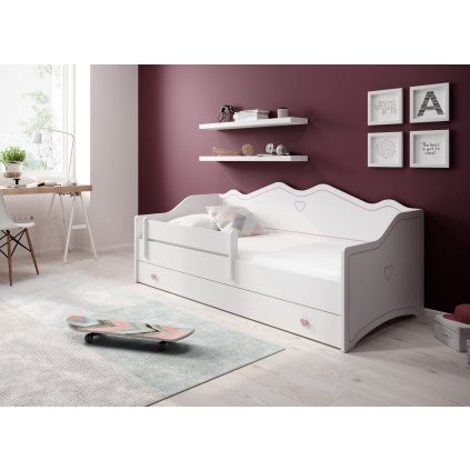 Postel EMKA Pink, CH-Emk-EMMA-SZ-1680-ROZ-E073, 160x80 cm s matrací, bílá/růžová