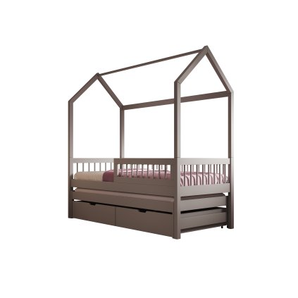 Rozkládací postel ARTES II, CH-ART-II-G-200, 200x90 cm se zábradlím, šedá