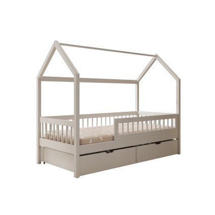 Postel GALICJA, CH-GAL-W-200-M, 200x90 cm se zábradlím a matrací, bílá