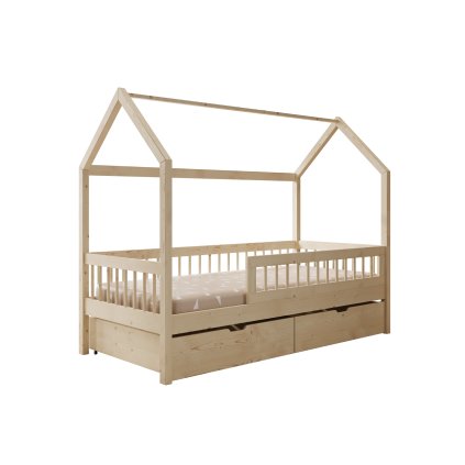 Postel GALICJA, CH-GAL-P-200, 200x90 cm se zábradlím, borovice