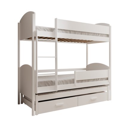 Rozkládací patrová postel LEIA, CH-LEI-W-200, 200x90 cm se zábradlím, bílá