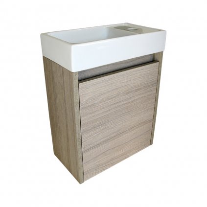 Koupelnová skříňka závěsná s keramickým umyvadlem Marta 40 Oak P/L | BPS-koupelny