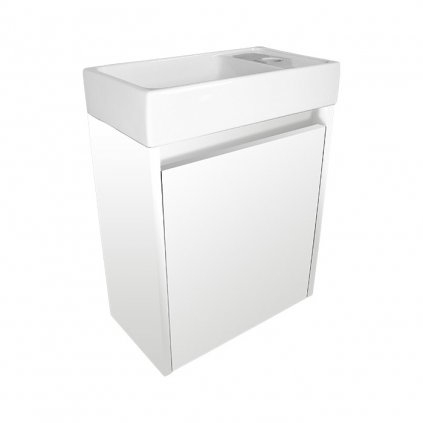 Koupelnová skříňka závěsná s keramickým umyvadlem Marta 40 White P/L | BPS-koupelny
