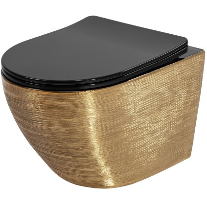 Závěsná WC mísa Rea Carlo Mini Tornado Black Brush Gold