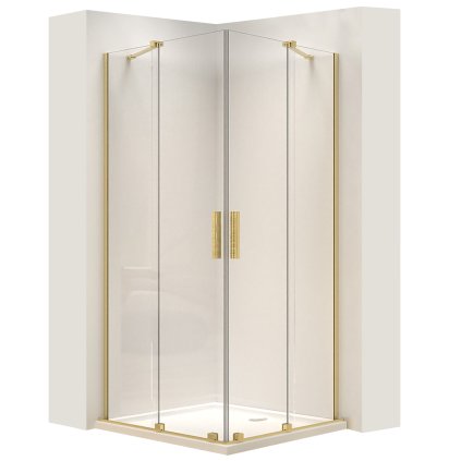 Čtvercový sprchový kout REA MONTANA DOUBLE 80x80, zlatý kartáčovaný - bez vaničky