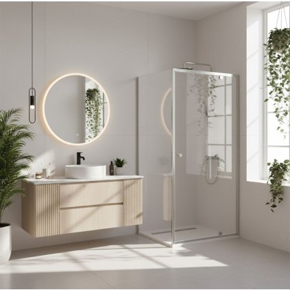 Sprchový kout REA PRIMO SWING 100/dveře x 70/zástěna cm, chrom/transparent - bez vaničky