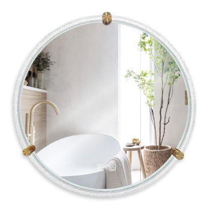 Zrcadlo ⌀70 cm s vyhříváním a regulovatelným LED osvětlením HOM-06911, transparent