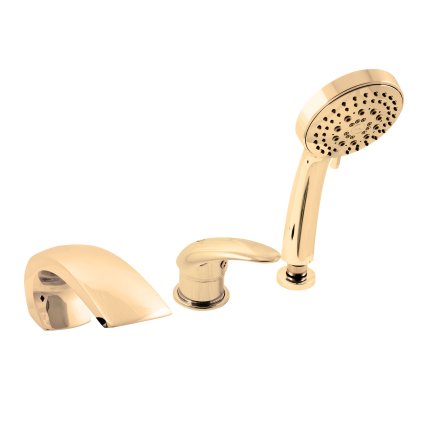 Vanová baterie 3-otvorová DUNAJ - D472.xYZ, Zlatá lesk (SLEZÁK RAV-Barva Zlatá lesk, SLEZÁK RAV-Připojovací hadičky - závit 3/8")