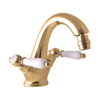Bidetová baterie s výpustí MORAVA RETRO - MK543.xZ, Zlatá lesk (SLEZÁK RAV-Barva Zlatá lesk, SLEZÁK RAV-Připojovací hadičky - závit 3/8")