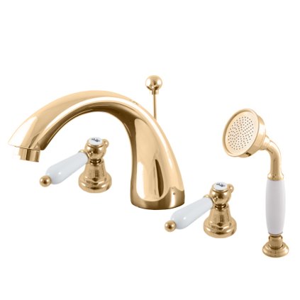 Vanová baterie 4-otvorová MORAVA RETRO - MK569.xSZ, Zlatá lesk (SLEZÁK RAV-Barva Zlatá lesk, SLEZÁK RAV-Připojovací hadičky - závit 3/8")