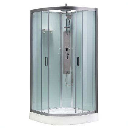 KABINA PRYSZNICOWA Z HYDROMASAZEM PUERTO 01A SZCZOTKOWANY CHROM 80 80 CM %5B149395%5D 1200