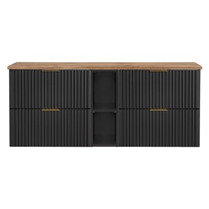 Koupelnová skříňka pod deskové umyvadlo Adel Black SET - ADB B WOTAN 140 černá/dub wotan