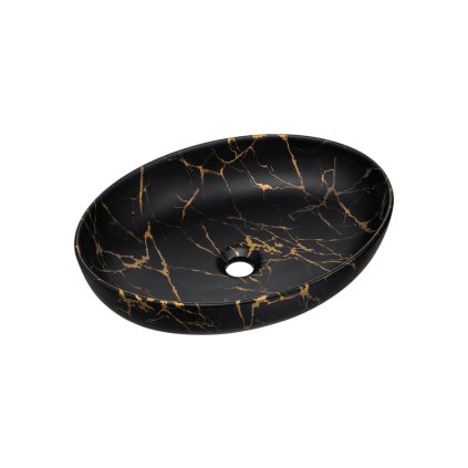 Keramické umyvadlo na desku UN-MONA-MB12, černá mat/zlatá