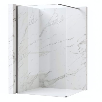 Bezrámová sprchová zástěna REA FLEXI TITAN 80 cm, titan kartáčovaný/transparent - bez vaničky