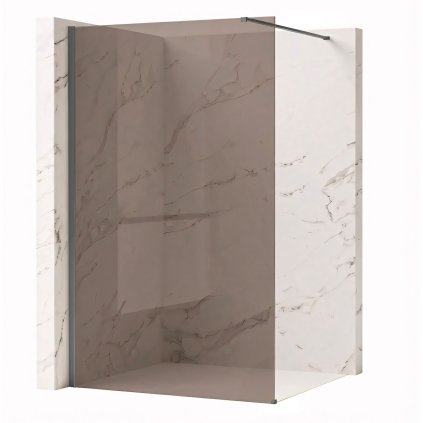 Bezrámová sprchová zástěna REA FLEXI TITAN 130 cm, titan kartáčovaný/hnědá kouřová - bez vaničky