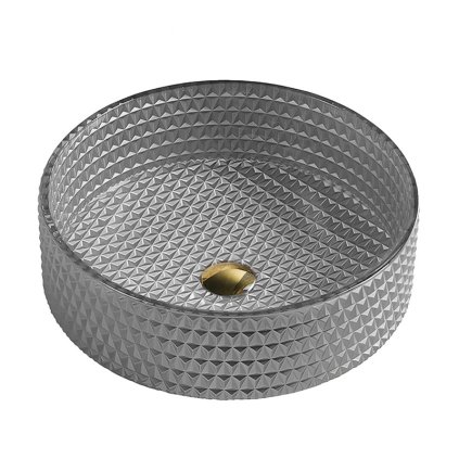 UMYWALKA NABLATOWA SZKLANA OKRAGLA FREZOWANA BRILLANT1 SV 360 SREBRNY MAT 36 12 CM %5B161634%5D 1200