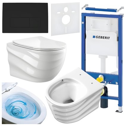 ZESTAW PODTYNKOWY WC STELAZ GEBERIT DUOFI MISKA SKAL WH RIM 03 PRZYCISK DELTA 50 CZARNY MAT %5B164197%5D 1200