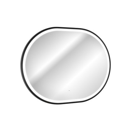Závěsné zrcadlo s LED osvětlením Apollo 2 Black 90x70 cm s pohybovým senzorem, černá