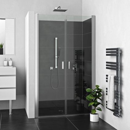 Dvoukřídlé sprchové dveře LZCN2 pro instalaci do niky - bez vaničky (ROTH-Varianta šířka: 100 cm, orientace: UNI - (230-1000000-00-02), ROTH-Profily profily: brillant, výplň: transparent)