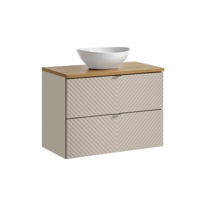 Koupelnová skříňka s deskovým umyvadlem SET-VIC B OAK 80 kašmír/dub coast evoke