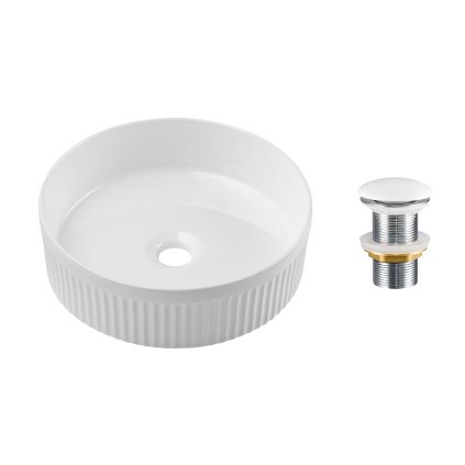 Keramické umyvadlo na desku Beyond 2 36x36 + výpusť Click-Clack, bílá