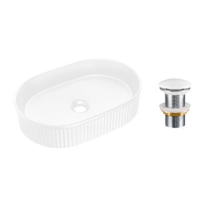 Keramické umyvadlo na desku Beyond 5 48x32 + výpusť Click-Clack, bílá