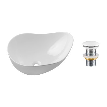 Keramické umyvadlo na desku Cloud Free 51x39 + výpusť Click-Clack, bílá