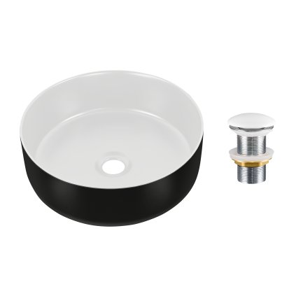 Keramické umyvadlo na desku Simple 8 36x36 + výpusť Click-Clack, bílá