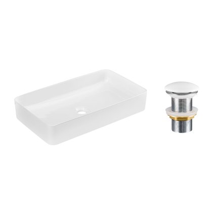 Keramické umyvadlo na desku Slim 60 61x34 + výpusť Click-Clack, bílá