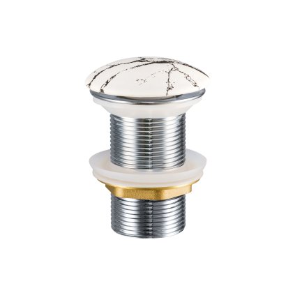 Umyvadlová výpusť Click-Clack kruhová bez přepadu T201M-W17-3 bílý mramor