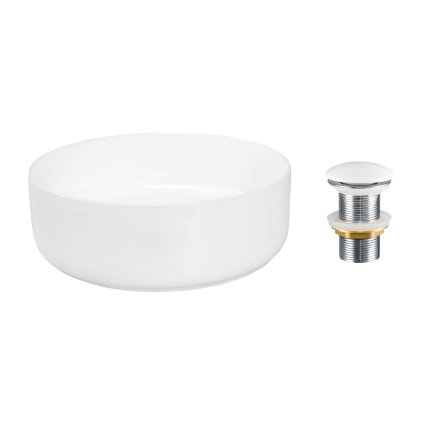 Keramické umyvadlo na desku Maja 36,5x36,5 + výpusť Click-Clack, bílá