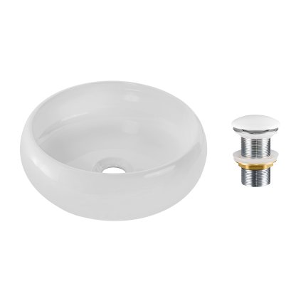 Keramické umyvadlo na desku Wiki 36x36 + výpusť Click-Clack, bílá