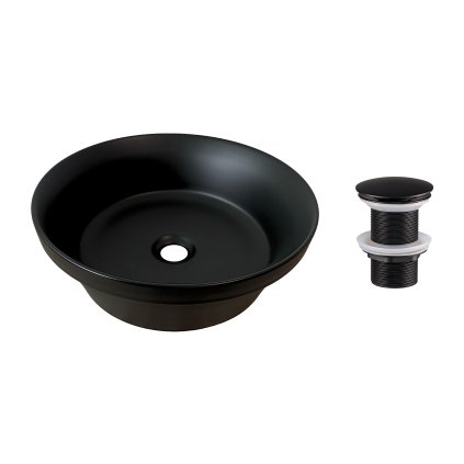 Keramické umyvadlo na desku UN-MADA-MB 40x40 + výpusť Click-Clack, černá mat