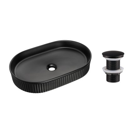 Keramické umyvadlo na desku Beyond 3 56x36 + výpusť Click-Clack, černá
