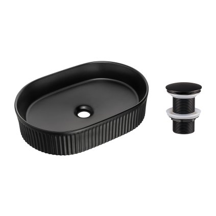 Keramické umyvadlo na desku Beyond 5 48x32 + výpusť Click-Clack, černá